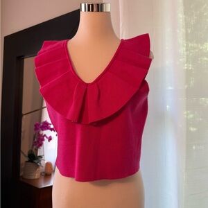 Pink Ruffled Crop Tank Top